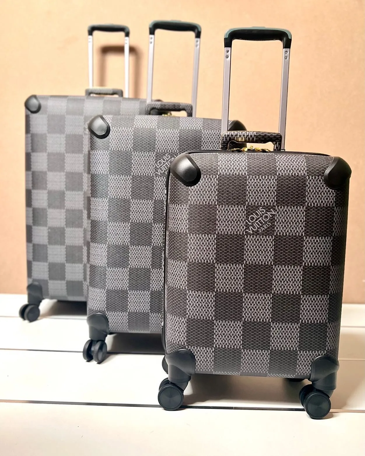 Louis Vuitton Damier-style checker hardside luggage set photo 1