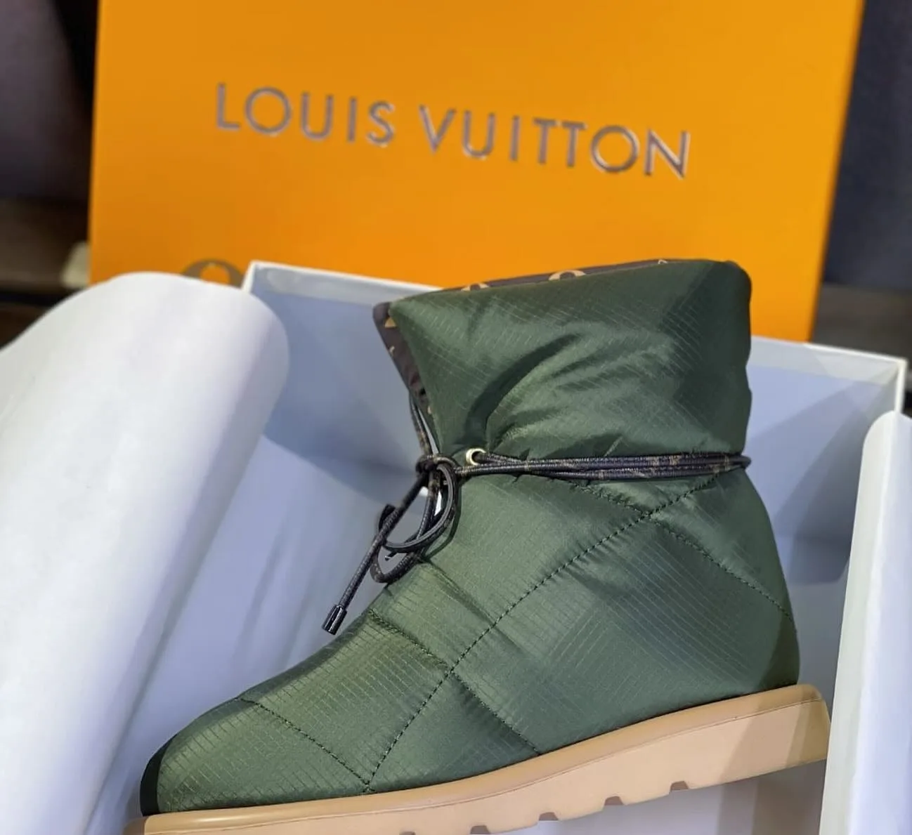 Louis Vuitton olive snow boot photo 1