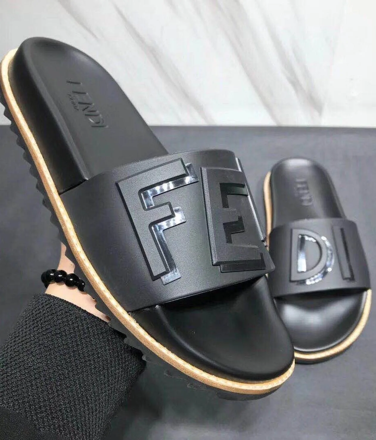 Fendi F-E-N-D-I rubber slide photo 1