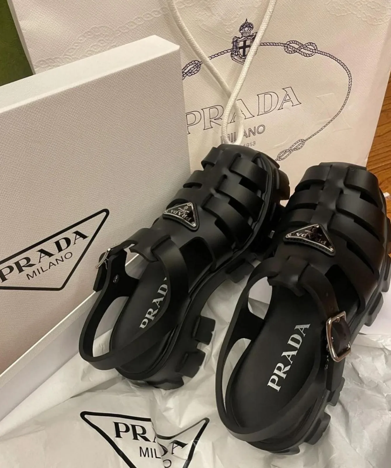 Prada buckle caged sandal photo 1